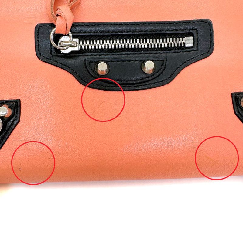 Balenciaga Round Zipper Calf Women's Long Wallet