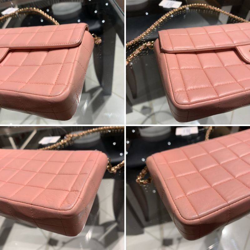 ◎ Authentic Chanel Chocolate Bar Matelasse Shoulder Bag Pink Lambskin Gold