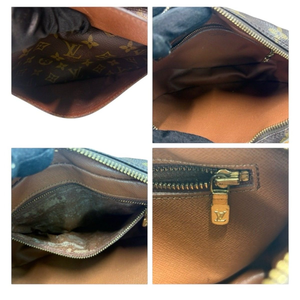 Louis Vuitton Monogram Johnfille Brown Gold Leather Shoulder Bag — view 9