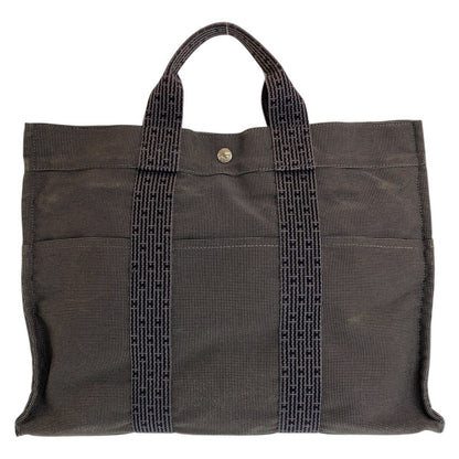 Hermes Her Line MM Gray Silver Canvas Tote