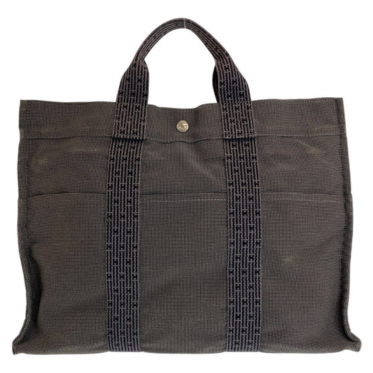 Hermes Her Line MM Gray Silver Canvas Tote