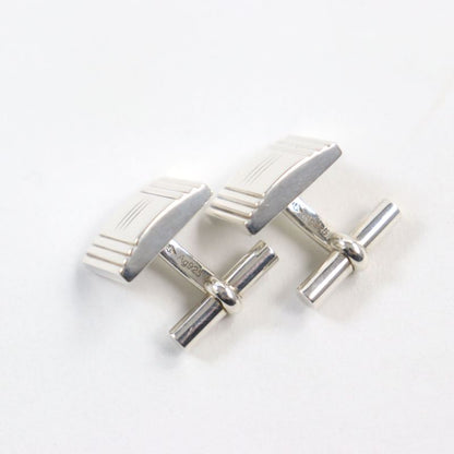 Hermes Ag925 Cadena Motif H Logo Square Form Cufflinks Button /