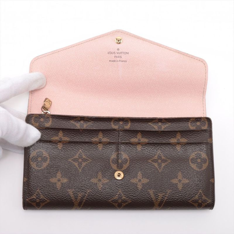 Louis Vuitton Monogram Portefeuille-sarah Long Wallet M62235 Brown × Rose