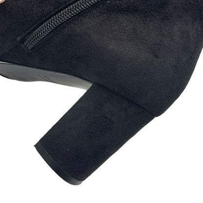 Hermes Saint Germain Boots Short Boots Shoes Suede Black Silver Kelly Hardware