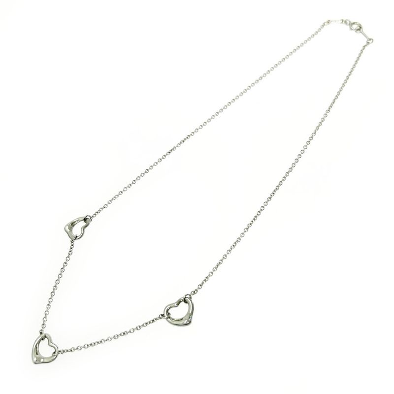 Tiffany & Co Silver Elsa Peretti Open Heart 3strand Necklace 4.3g 925 Engraved