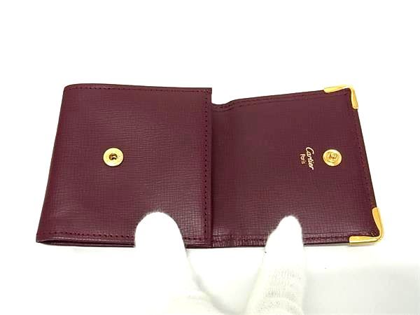 Cartier Must Line Leather Coin Case Coin Purse Men's Ladies Bordeaux