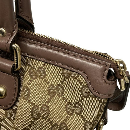 Gucci Handbag Sookie GG Pattern 247902 Beige Dark Brown And Purple Leather