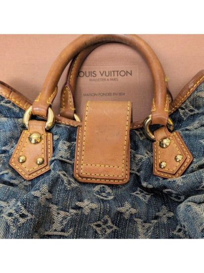 Louis Vuitton Denim Pleaty Monogram Vintage Pouch Pochette Hand Bag