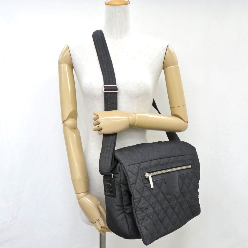 Chanel Cocococoon Messenger Bag No 14 Cotton Shoulder Bag Denim Black