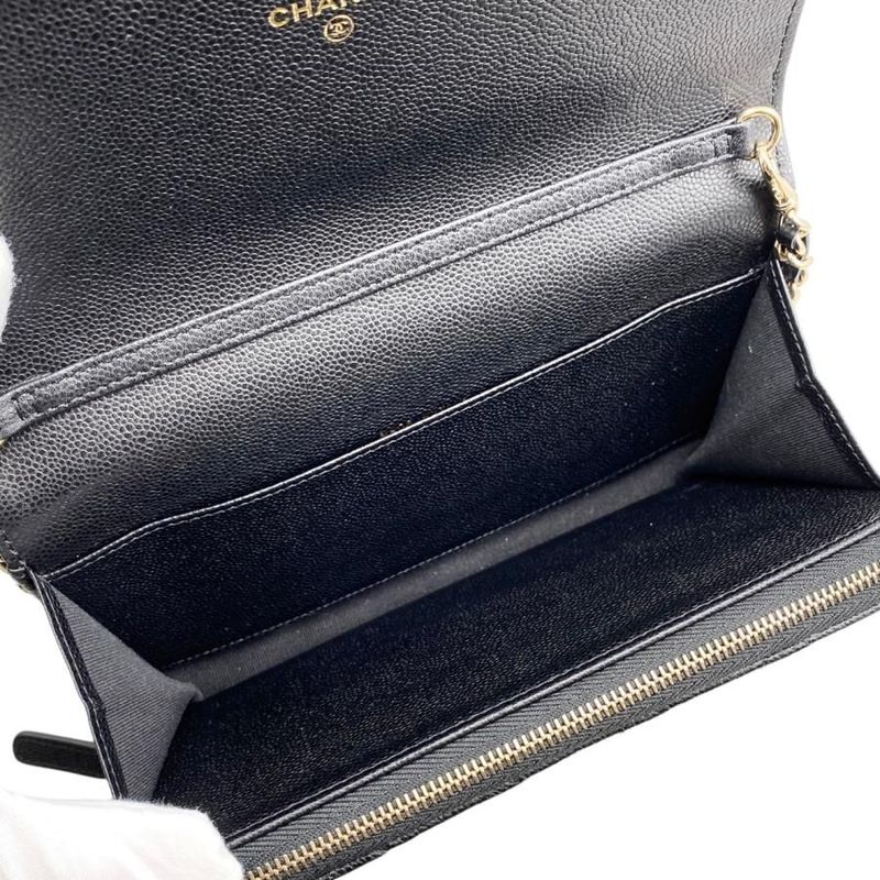 Chanel Shoulder Bag Chain Wallet Ap3876 Matelasse Caviar Skin Coco Mark Black