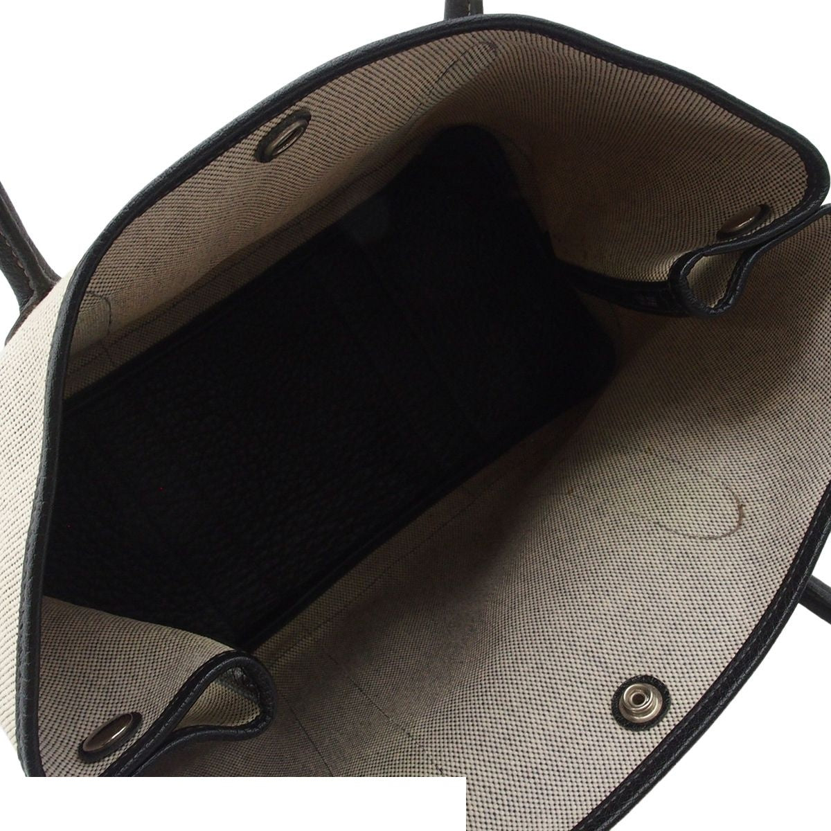 Hermes Garden Party PM Natural Black Silver Toile Buffalo Tote Bag — view 5