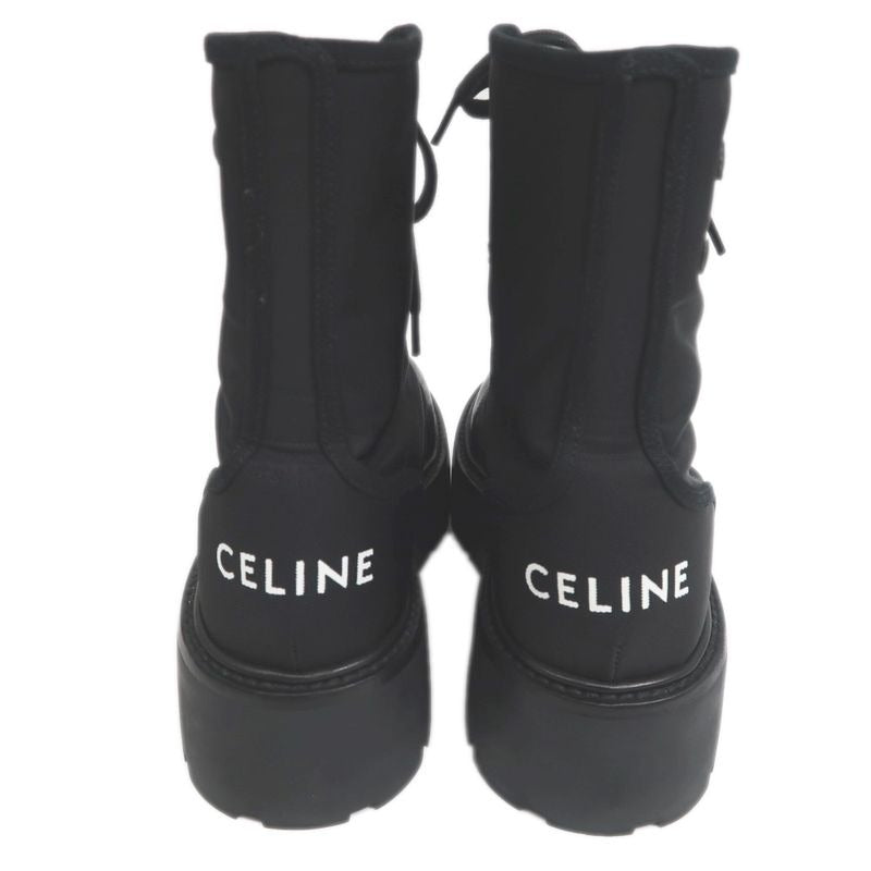 Celine Balkis Lace Up Boots Size 38 Black Nylon Leather Shoes — view 7