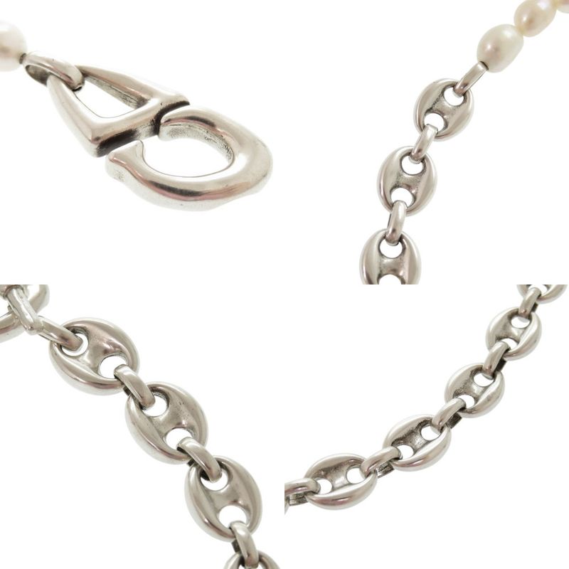 Christian Dior CD30 Brass Freshwater Pearl Silver White Necklace 1203 Christian