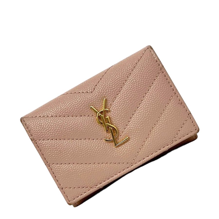 Saint Laurent Trifold Wallet Origami Tiny Pink Monogram Tgn Leather Paris