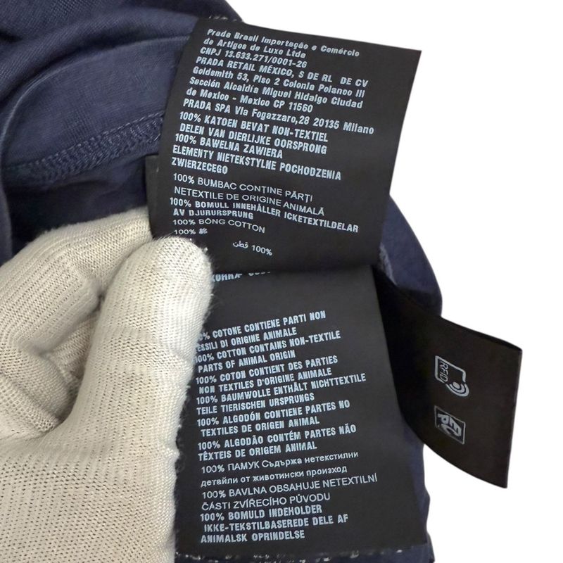 23aw Prada Used Cotton Pique Short Sleeve Polo Shirt Size M Navy Men's Used