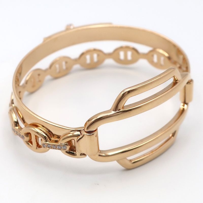 Hermes Chaine D'ancre Kelly Double Tour Bracelet Bangle SH 18K Pink