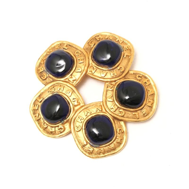 Chanel Vintage Brooch Gripore 26 Navy And Gold