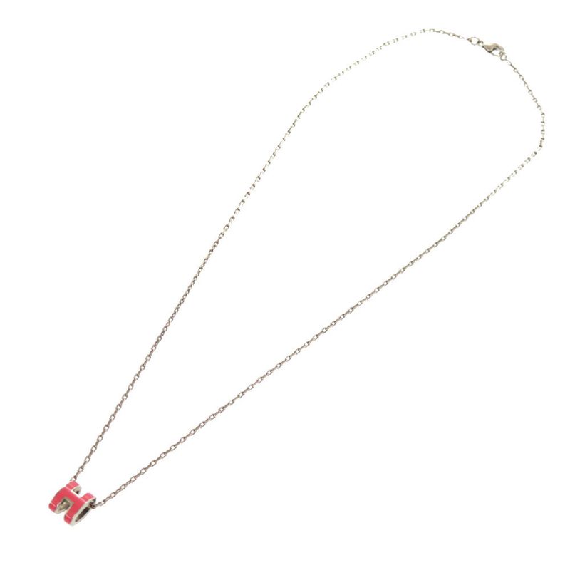 Hermes Pop Ash Mini H Rose Tropic Silver Necklace Accessories 1537 Hermes