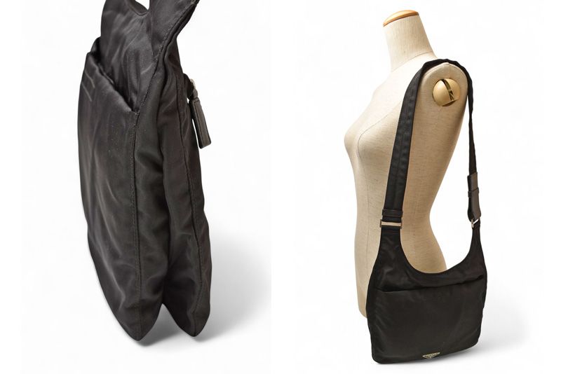 Prada Shoulder Bag Body Bag Prada Tessuto Black Men Women