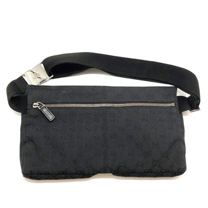 Gucci Body Bag Waist Pouch 28566 GG Canvas Black Zipper Opening Difficulty