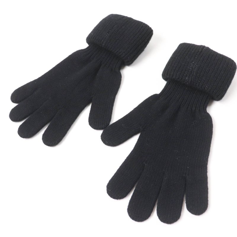 Hermes 100% Cashmere Margiela Period H Logo Knit Gloves Black SM Made In Italy