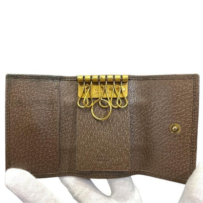 Gucci 603732 GG Supreme 6-stack Key Case Key Hook Canvas Leather Brown