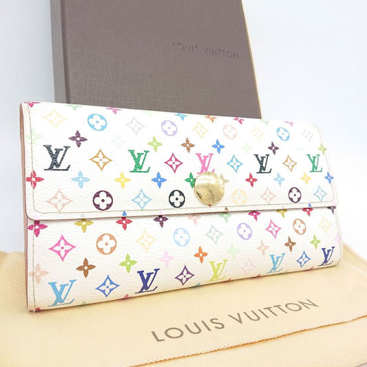 Louis Vuitton Sarah Bron Multicolor Beige Long Wallet Foldable Wallet Box/storag