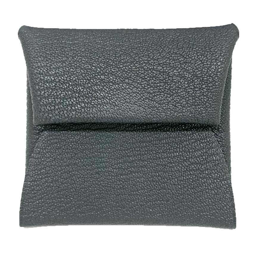 Hermes Bastia Verso Coin Purse Gray Misty Noir Bicolor