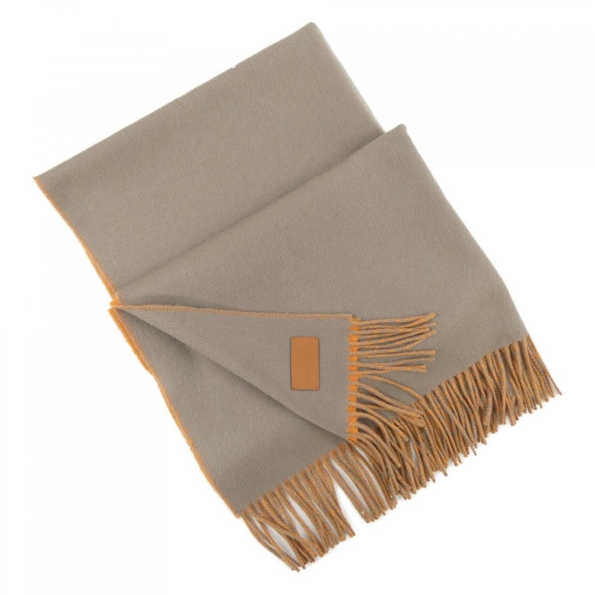 Hermes Stole Cashmere Gray Graybased Orange