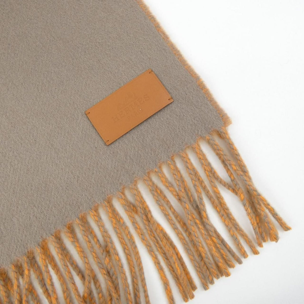 Hermes Stole Cashmere Gray Graybased Orange — view 2