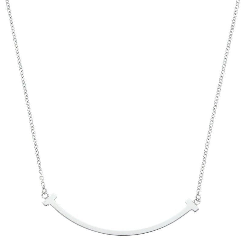 Tiffany & Co T Smile Small 18k White Goldnecklace Necklace