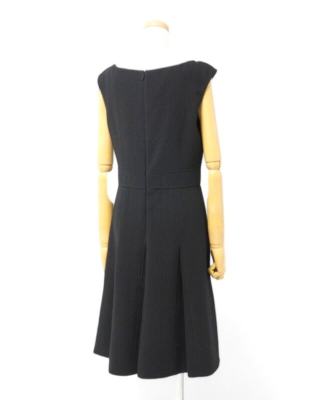 Prada Dress Size 40S Wool Sleeveless V-neck Flared Midi None Fabric Made In