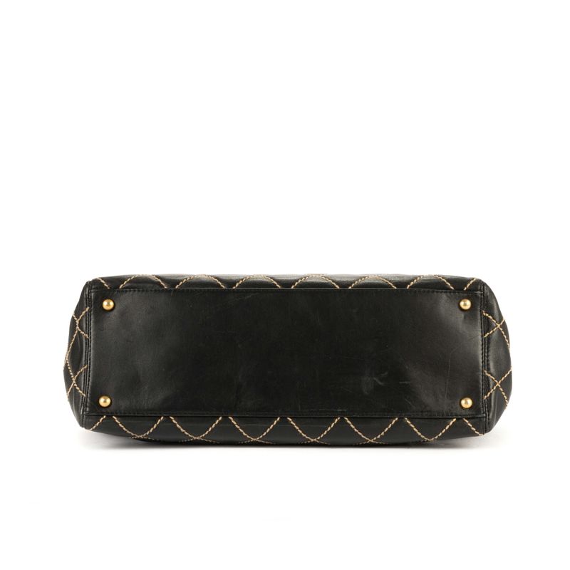 Chanel Wild Stitch Medium Tote Black Wild Stitch Lamb Skin A