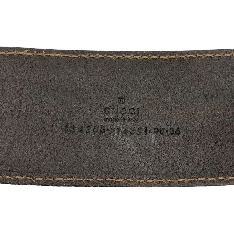 Gucci Square Buckle Leather Belt 124303 214351 Brown 90