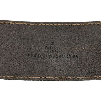 Gucci Square Buckle Leather Belt 124303 214351 Brown 90
