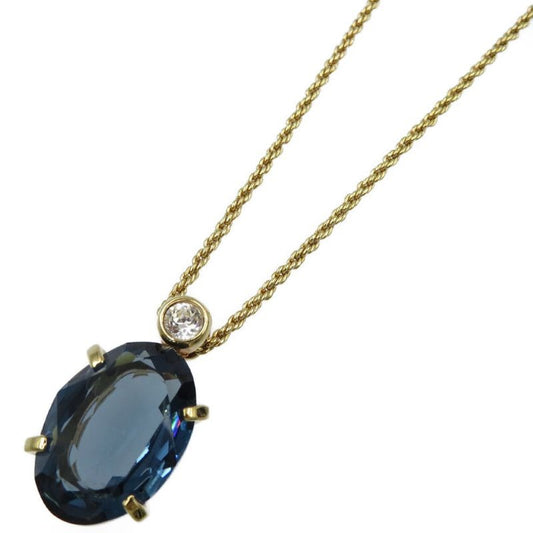 Christian Dior Colored Stone Metal Blue Gold Necklace 0093