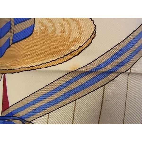 Hermes les Becanes Carre 90 Silk Scarf Shawl Blue Ivory — view 6