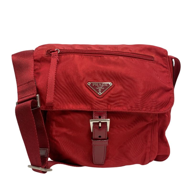 Prada B8994 Triangle Logo Plate Shoulder Bag Cabasn Diagonal Shoulder Brand Red