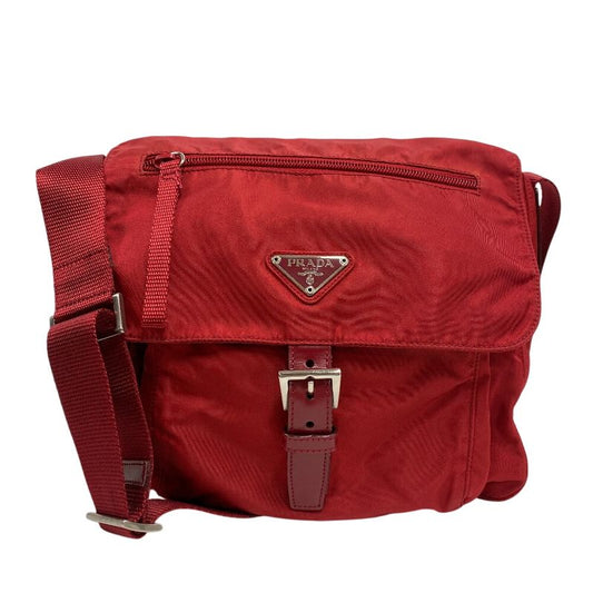 Prada B8994 Triangle Logo Plate Shoulder Bag Cabasn Diagonal Shoulder Brand Red