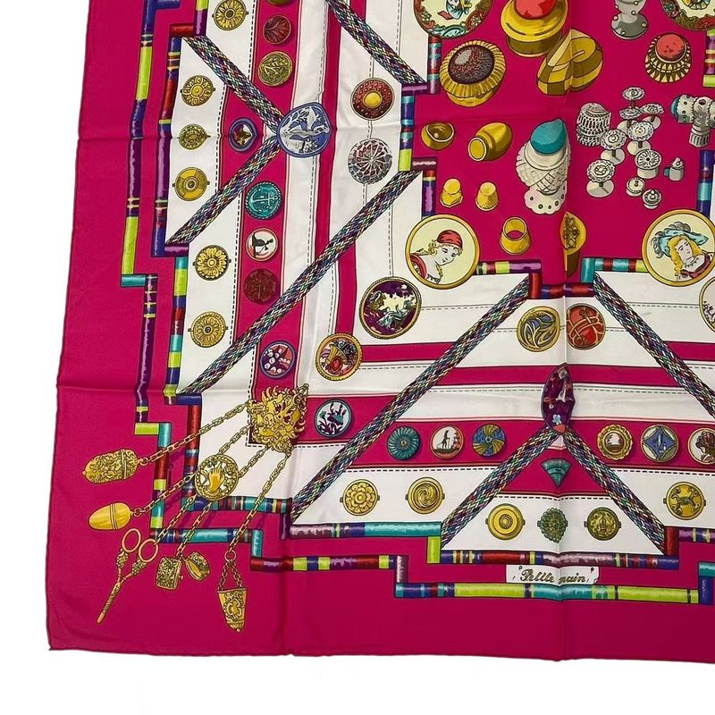 Hermes Scarf Silk Carre 90 Petie Main Seamstress Pink