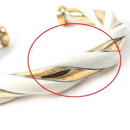 Hermes Twisted Bangle Ble Scuff D Sv925 Leather Ivory Gold Weight