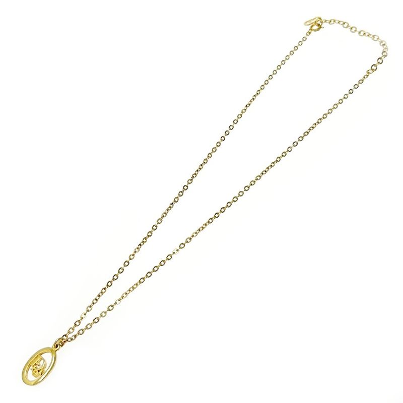 Christian Dior GP Dior Logo Oval Necklace Women's Gold 364100 Necklace