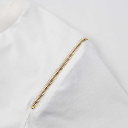 Louis Vuitton 23AW 1abrxk Zipper Sleeve T-shirt Dress Cotton Dress White Light