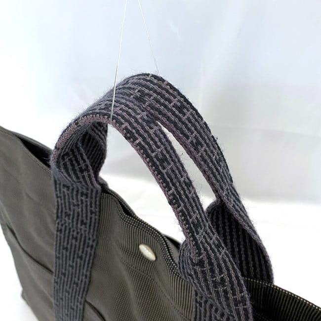 Hermes Tote Bag Tote MM Gray Her Line Excellent Condition Canvas