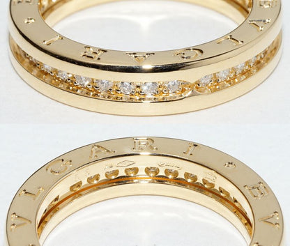 Bulgari Ring 18K Yellow Gold Diamond Bzero1 Ring XS 1 Band Full Diamond An850561