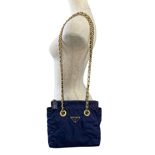 Prada Shoulder Bag Chain Bag Double Chain Shoulder Crossbody Triangle Logo