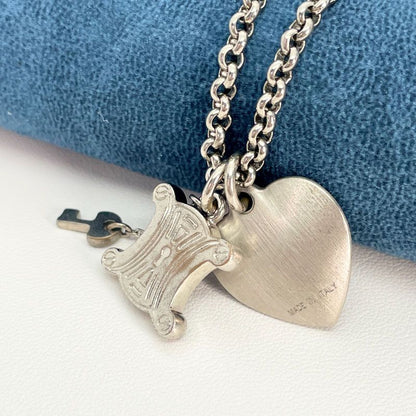 Celine Macadam Triomphe Stone Heart Necklace 24-2916s