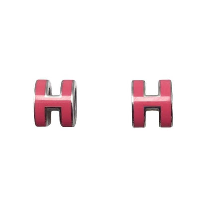Hermes Earrings Pop Ashe Mini H608002fp65 H Logo Rose Tropic Pink Silver