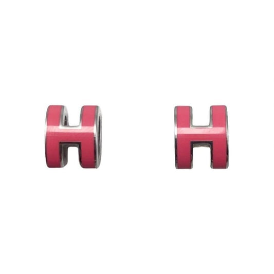 Hermes Earrings Pop Ashe Mini H608002fp65 H Logo Rose Tropic Pink Silver