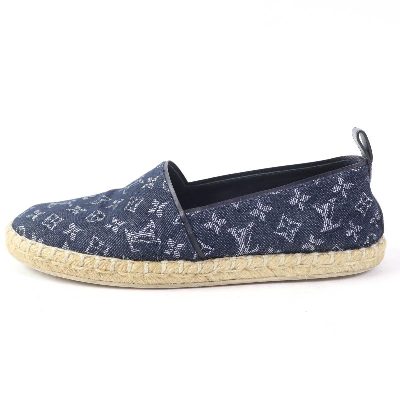 Louis Vuitton Monogram Denim Espadrille Flat Shoes Slip-on Indigo 36 Made In